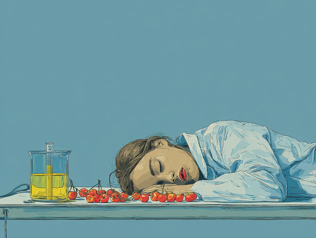 체리 추출물 섭취 그룹의 수면 시간이 늘어난 것을 표현한 인포그래픽