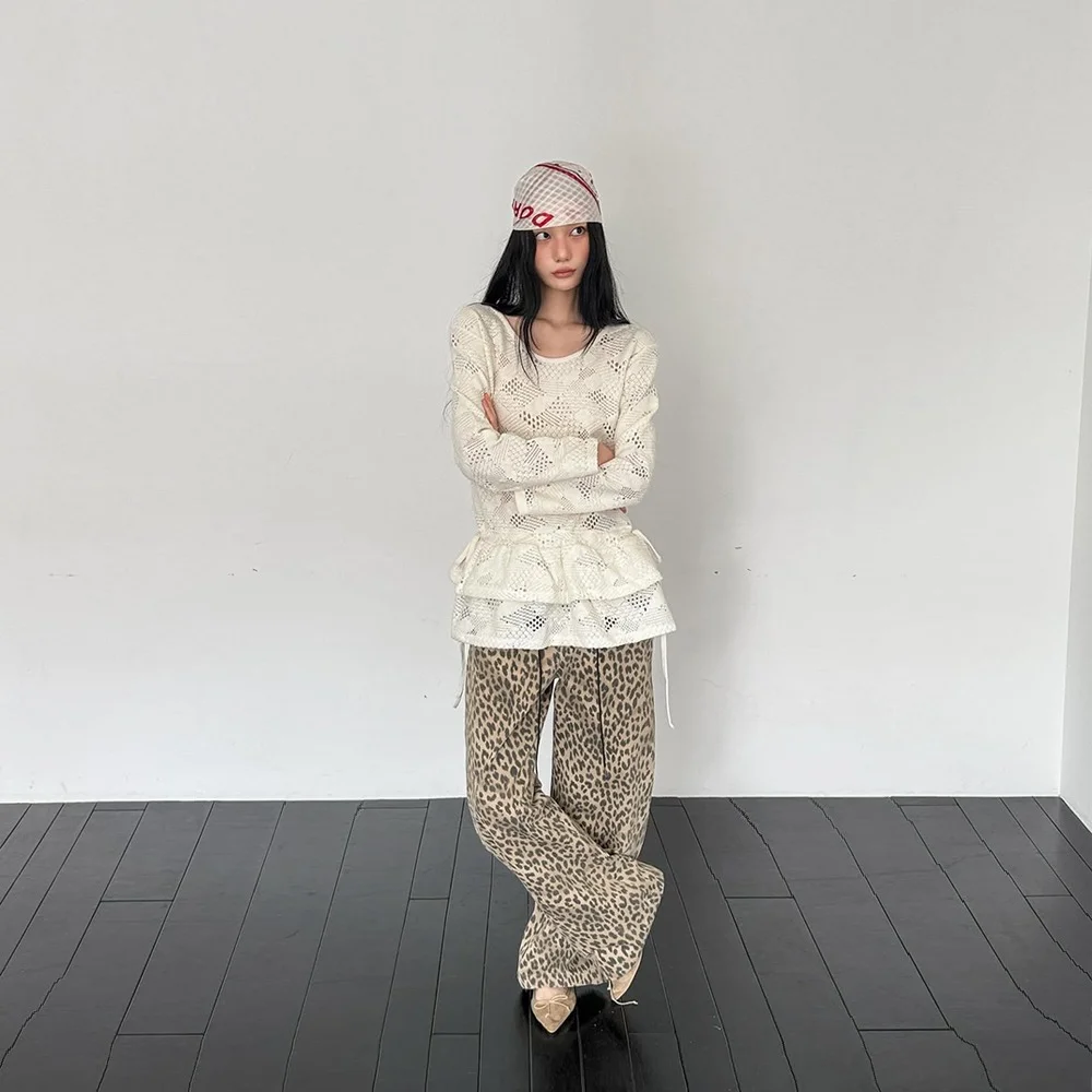 Foundation - Leo Frill Leopard Denim Pants