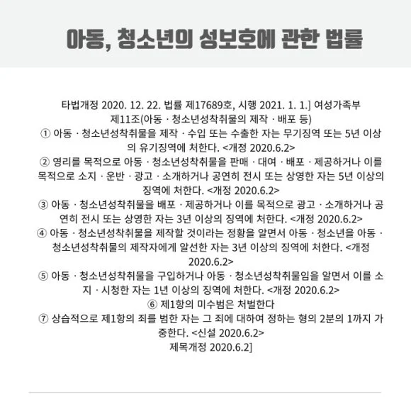 아동 청소년의 성보호에 관한 법률 조항 이미지