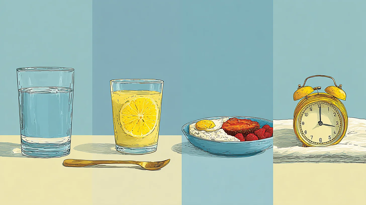 하루 루틴 속 오토파지·NMN 실천 단계를 표현한 그래픽