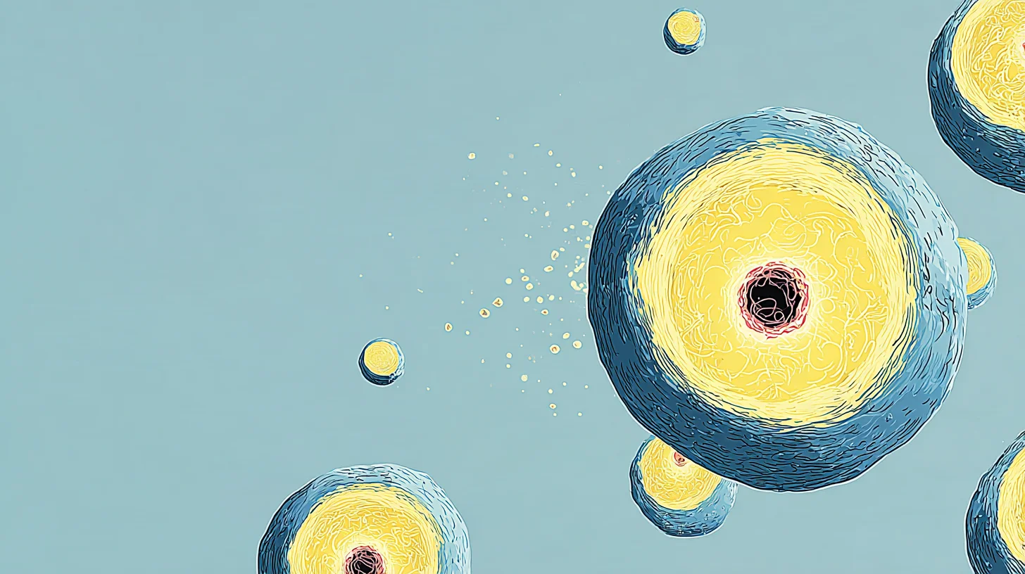 세포 재생과 에너지 활성화를 상징하는 오토파지·NMN 그래픽 이미지