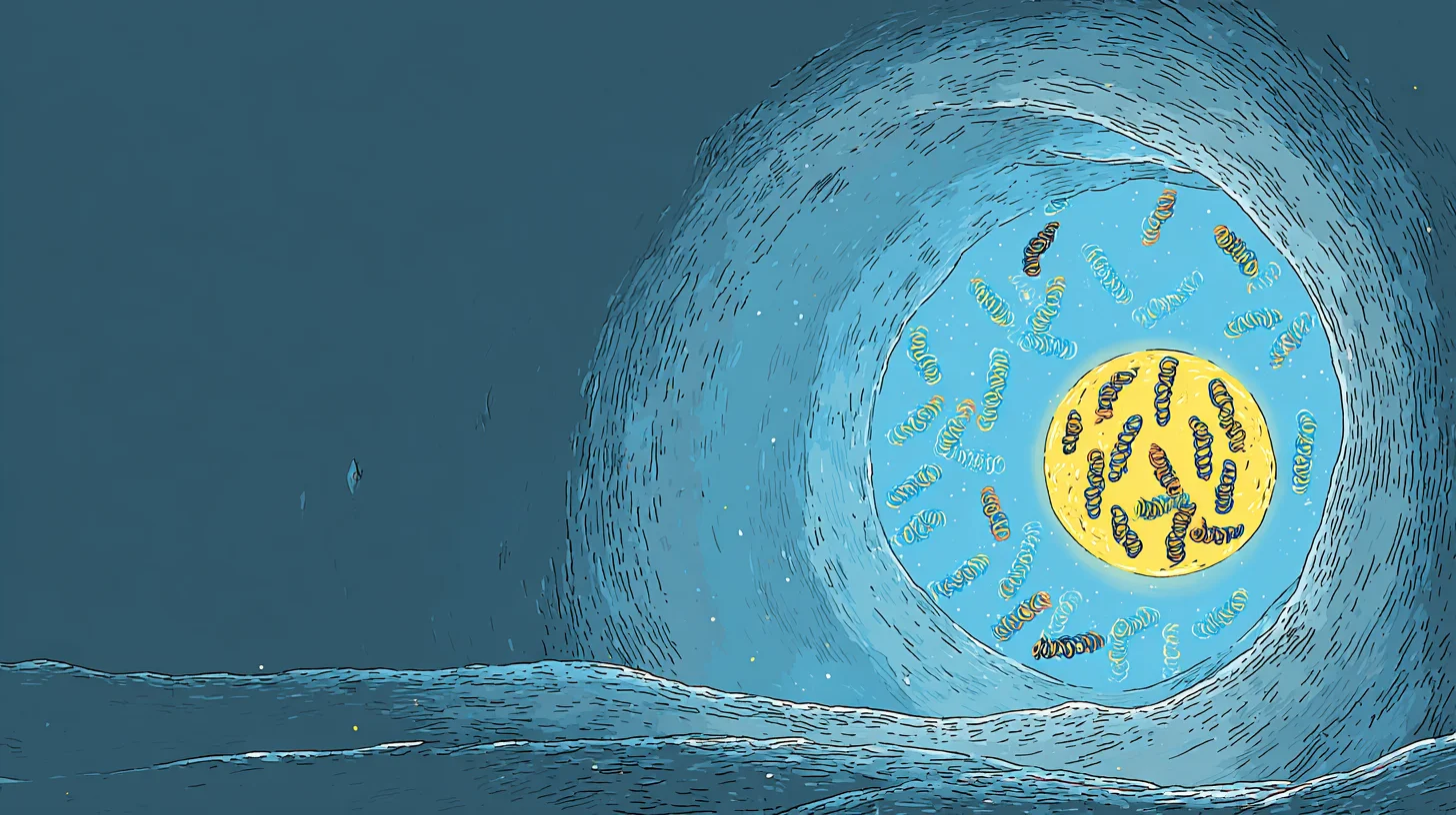 세포핵 속 시르투인 유전자 활성화를 표현한 시각 이미지