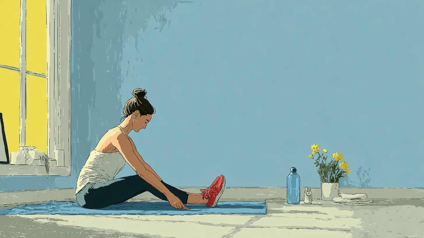 운동 후 근육 긴장을 풀고 회복을 돕는 스트레칭 장면