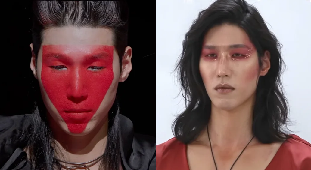 저스트 메이크업 붉은 말 미션에서 파리 금손과 글리터 마술사가 연출한 메이크업 결과물 비교 이미지