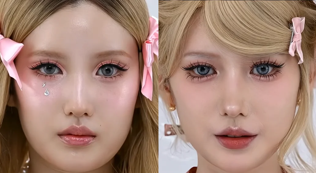 저스트 메이크업 바비 인형 콘셉트를 주제로 예슬의 전당과 숏폼대왕이 연출한 쌍둥이 메이크업 비교