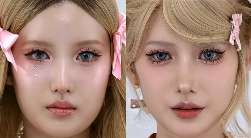 저스트 메이크업 바비 인형 콘셉트를 주제로 예슬의 전당과 숏폼대왕이 연출한 쌍둥이 메이크업 비교