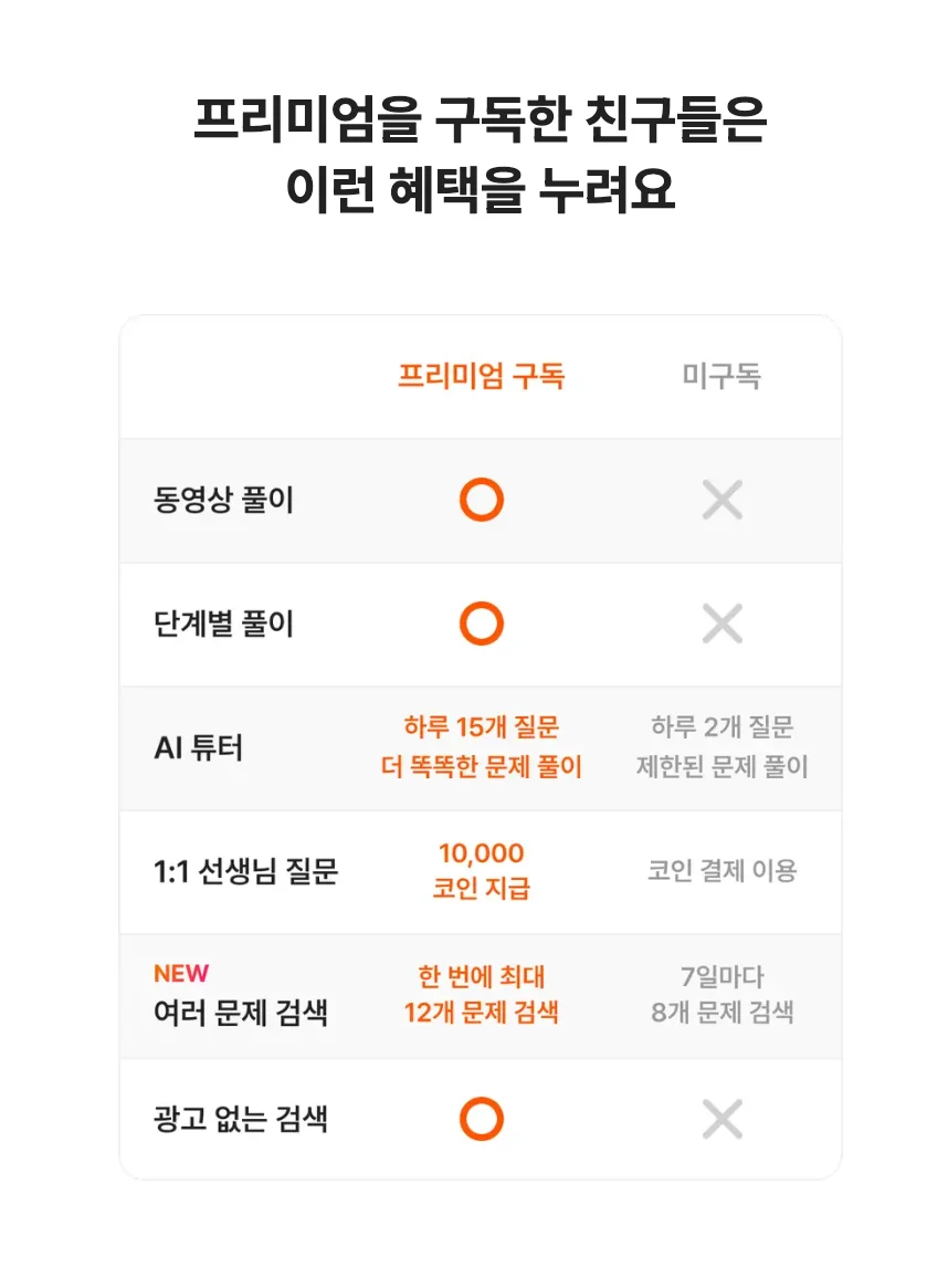 콴다프리미엄 혜택