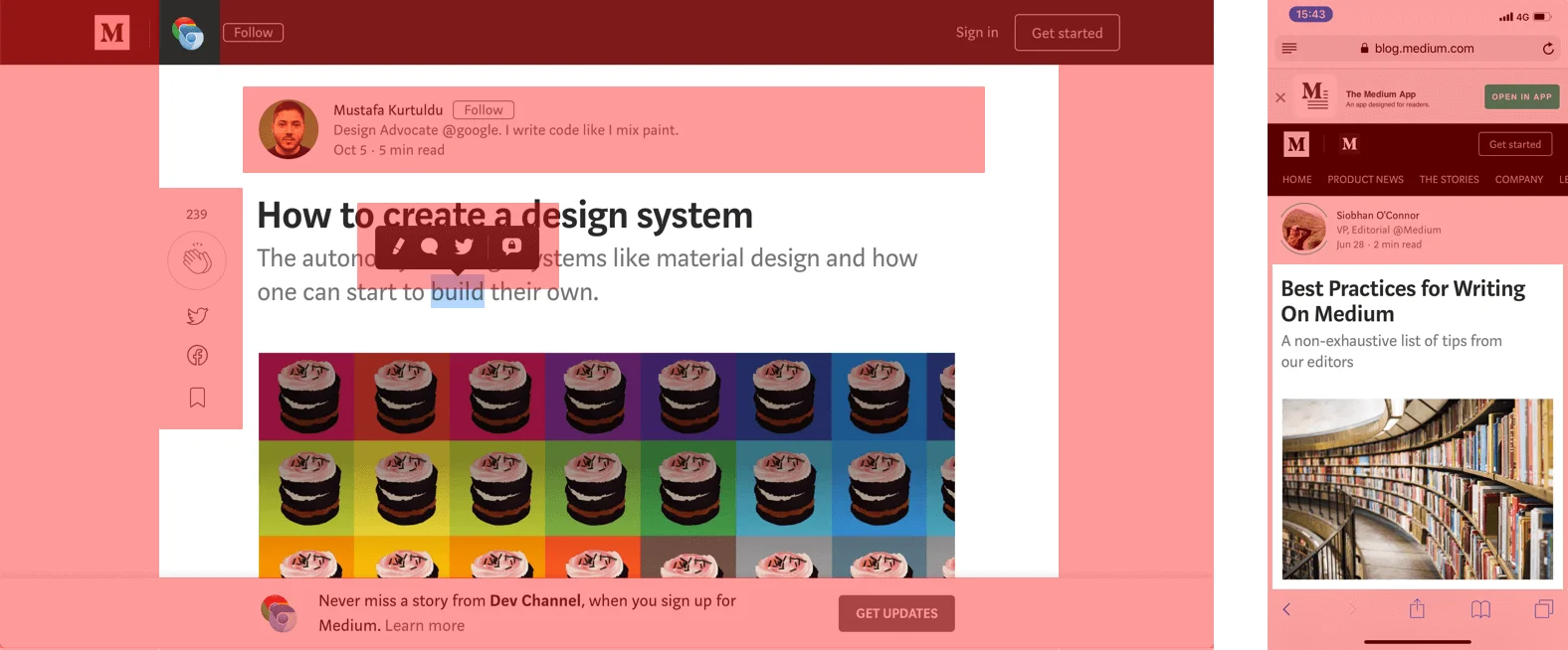 미디엄 브랜딩이 강력하게 노출되고 있는 미디엄 블로그