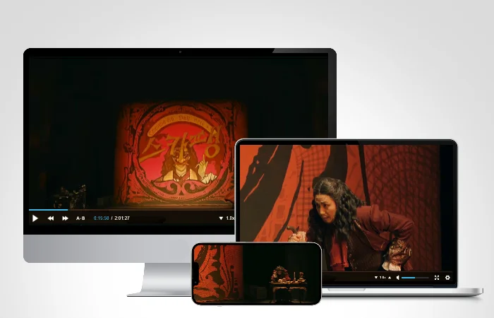 국립극단 온라인 극장에서 콜러스 플레이어로 제공되는 ‘스카팽’ 공연 장면 [출처] 카테노이드, 국립극단