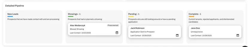 The Kanban board now better reflects actual prospect stages.
