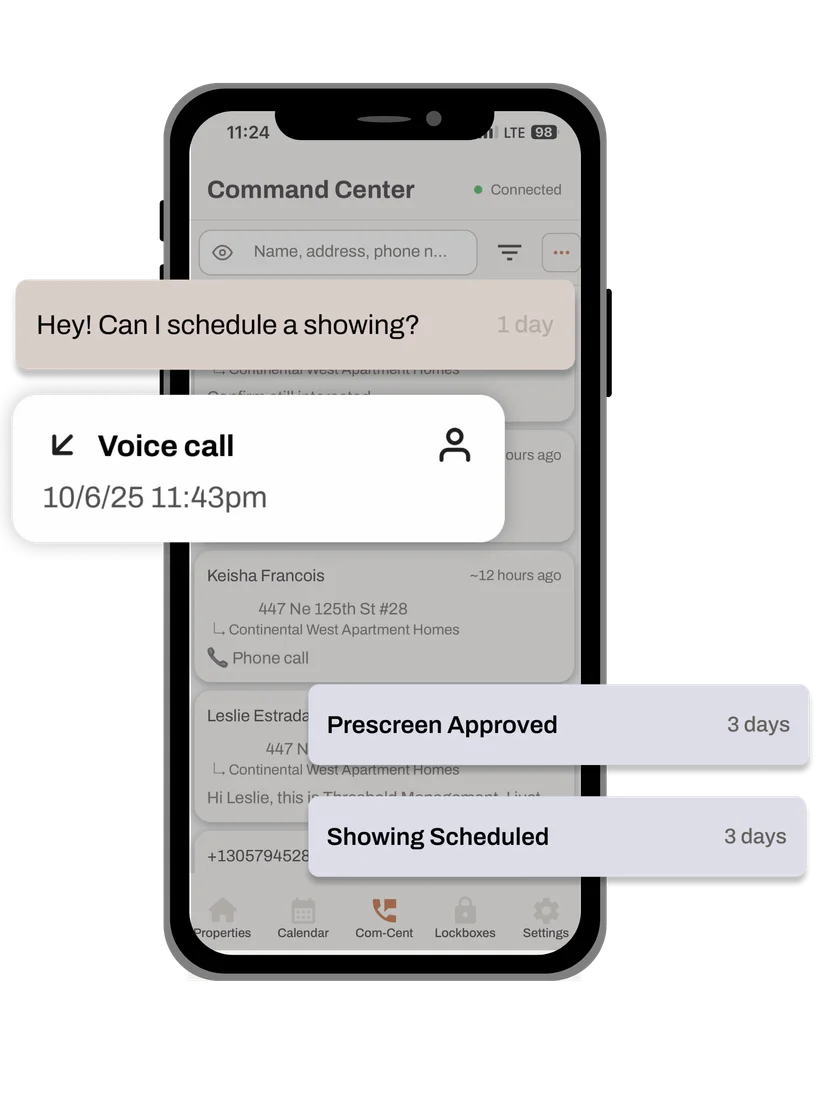 Text and call prospects in the Command Center