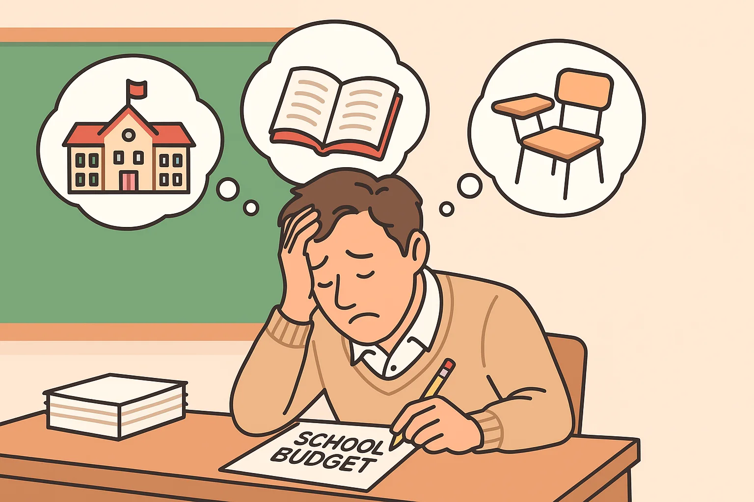 연말 학교 예산 소진 방안을 고민하고 있는 선생님