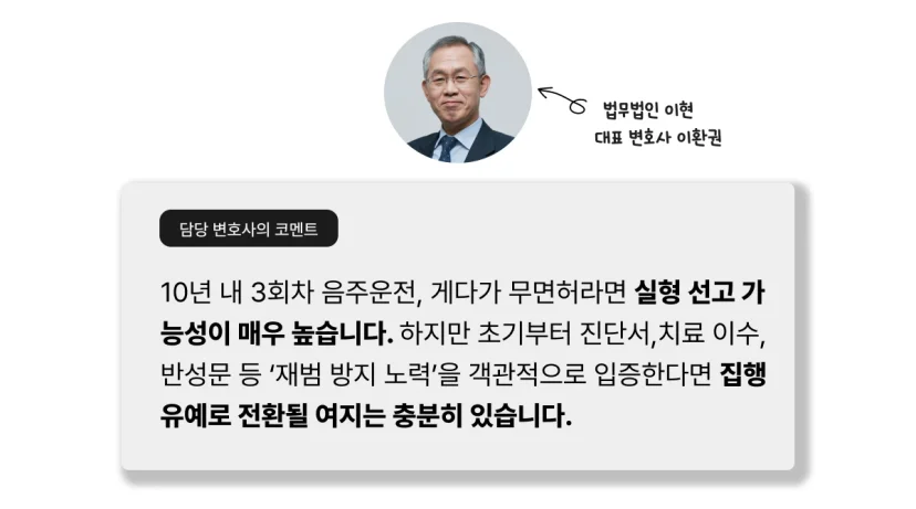 음주운전 3회 법무법인 이현 대표변호사 이환권의 코멘트