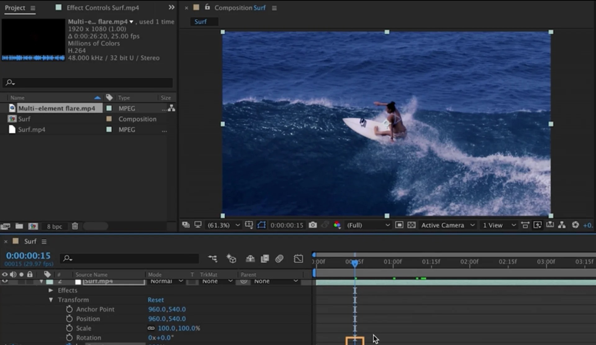 어도비 애프터이펙트 인터페이스