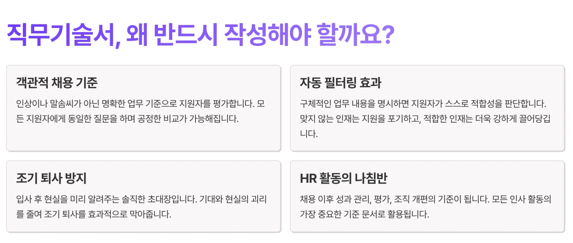 직무기술서를 반드시 작성해야 하는 4가지 이유