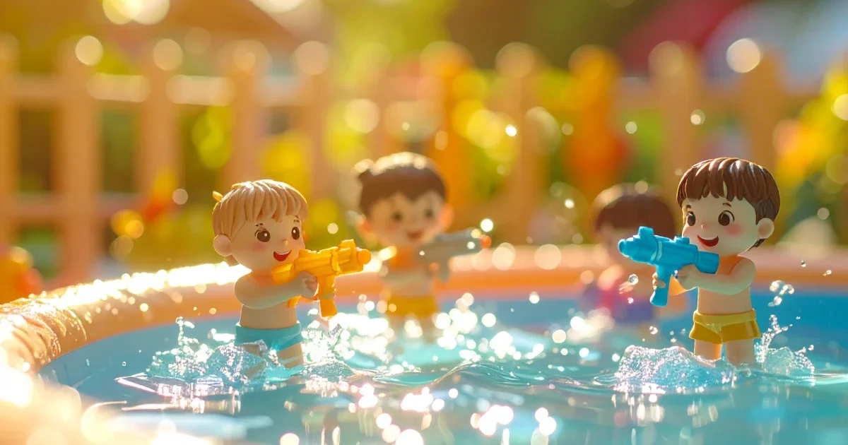 플장에서 놀고있는 아이들 