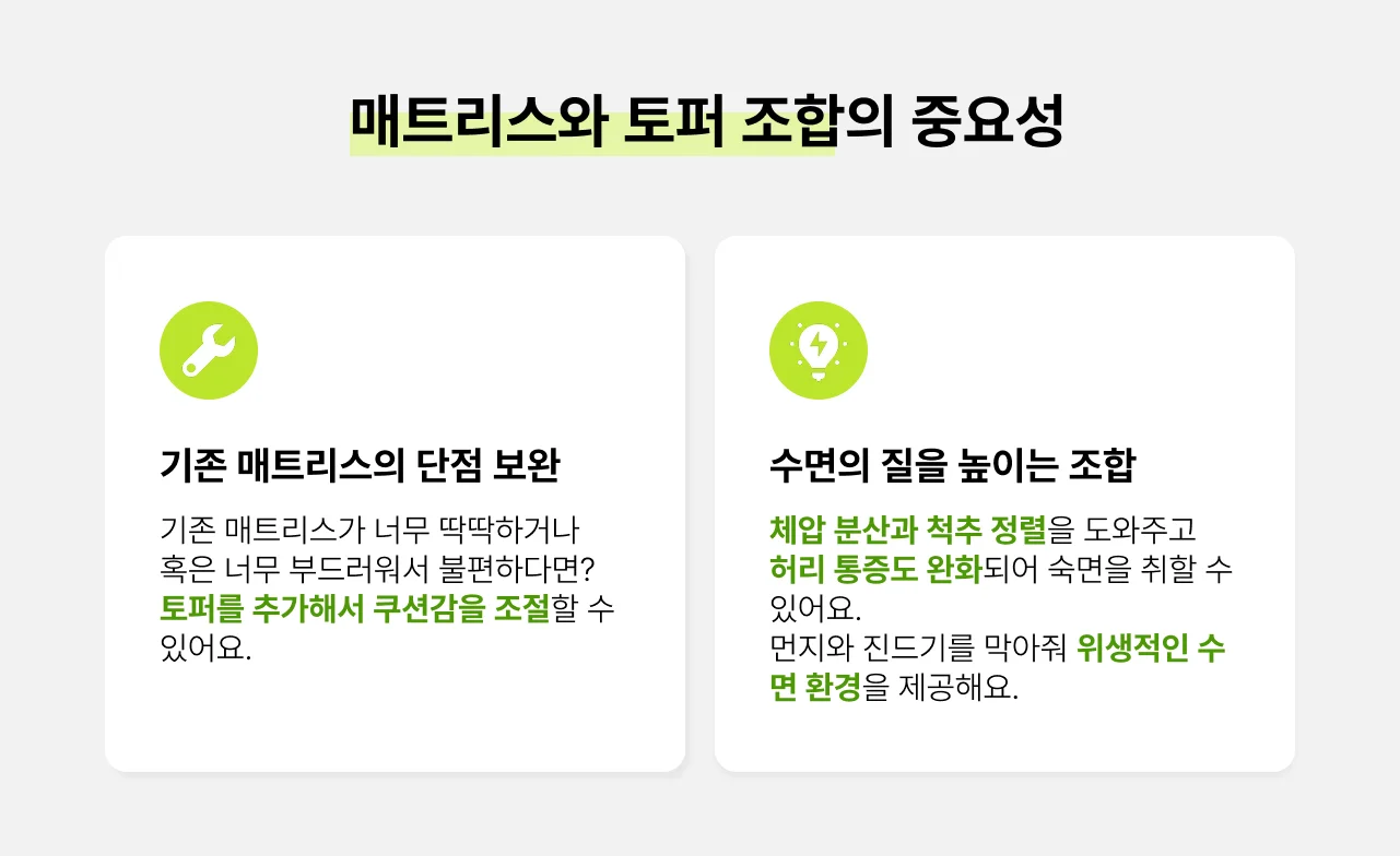 매트리스 토퍼 조합 중요성
