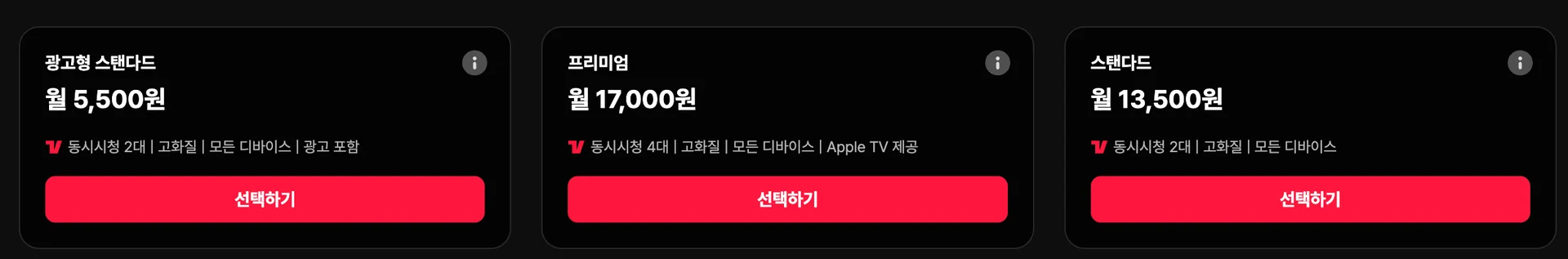 티빙 요금제 종류