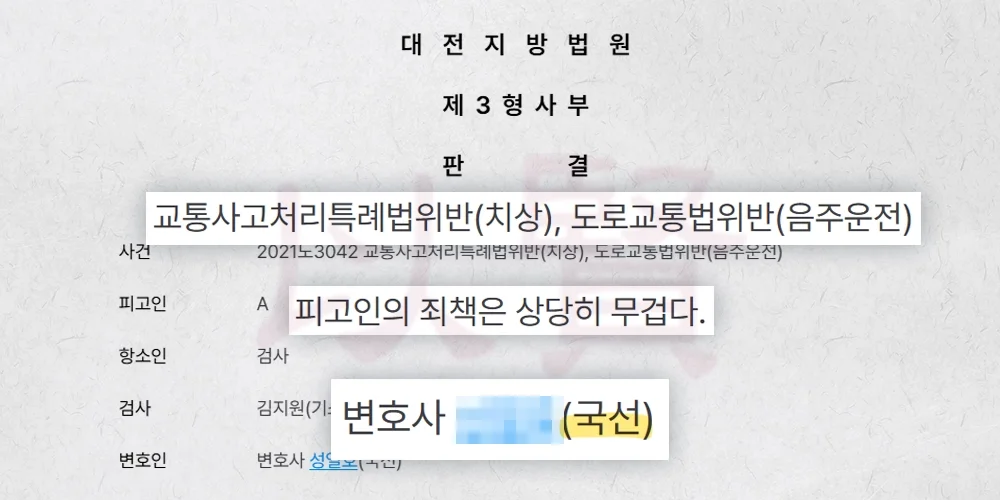 음주운전 초범 국선 변호인 판례