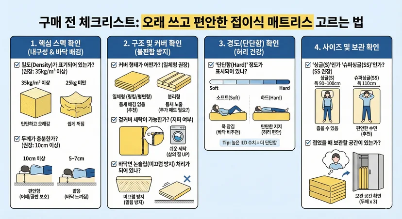 1인용 접이식 매트리스 구매 체크리스트