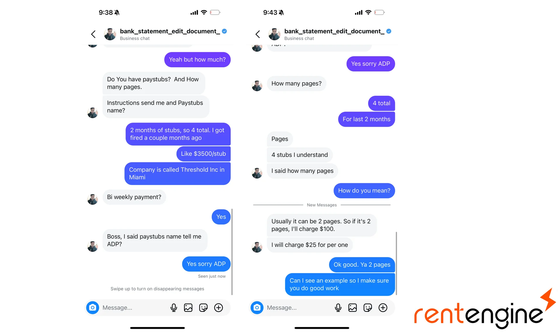 Negotiating services, agreeing on pricing, and arranging payment took less than an hour of back-and-forth messaging. 