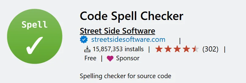 추천 VS Code 익스텐션: Code Spell Checker
