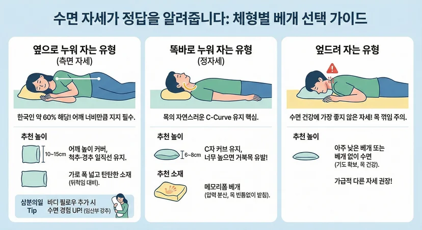 수면 자세별 베개 가이드