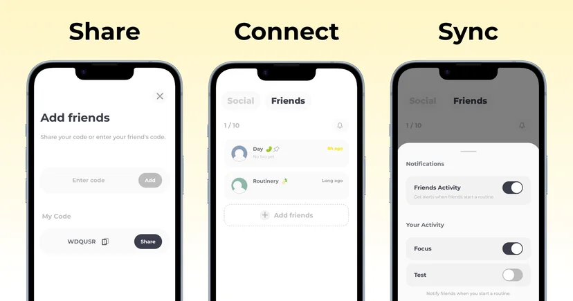 Routinery Friends Feature