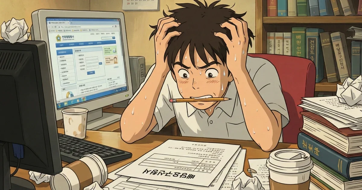 배당요구신청서를 작성하면서 쩔쩔 매는 사람