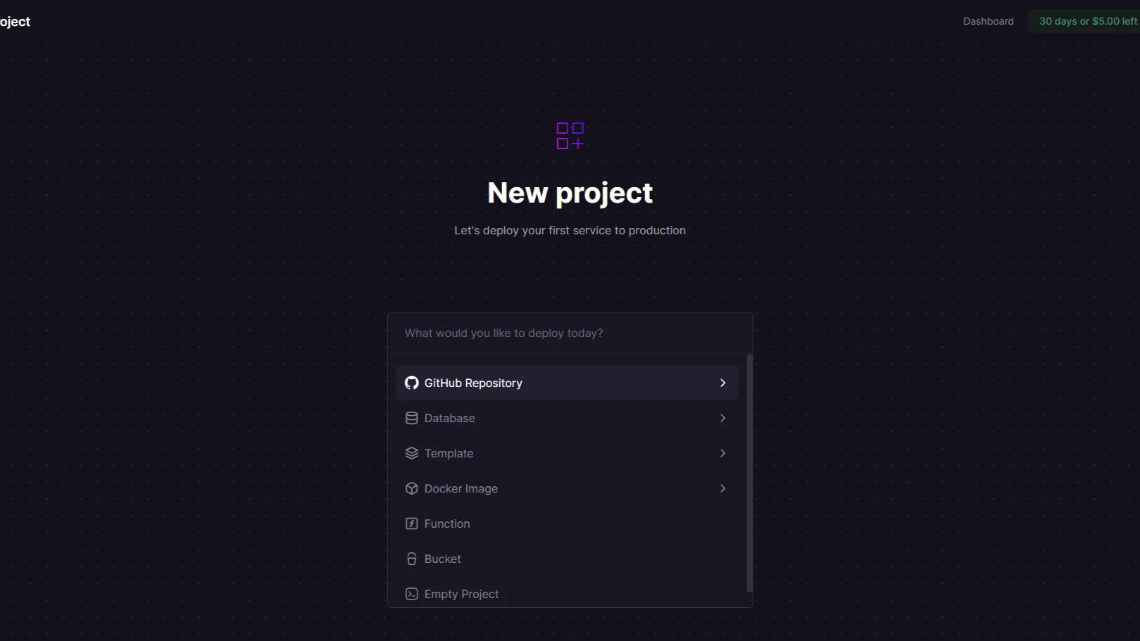 railway 뉴프로젝트생성
