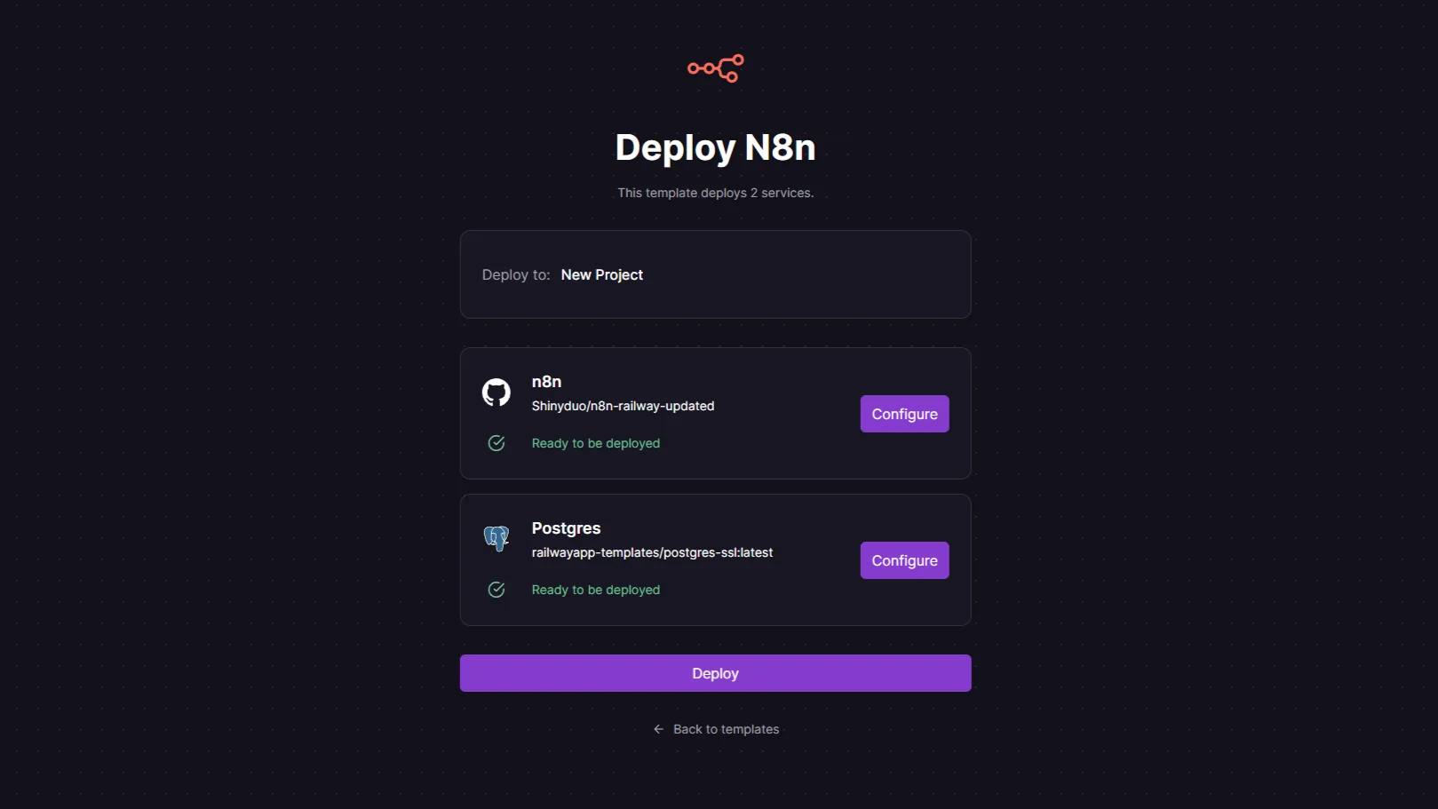 railway n8n디플로이 화면