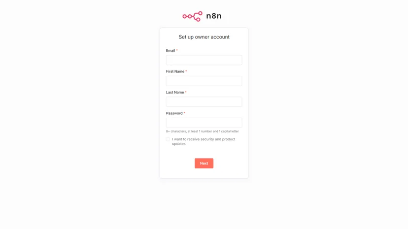 n8n 초기설정화면