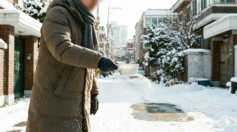 분진 날림 없는 덜한 염화칼슘 제설제