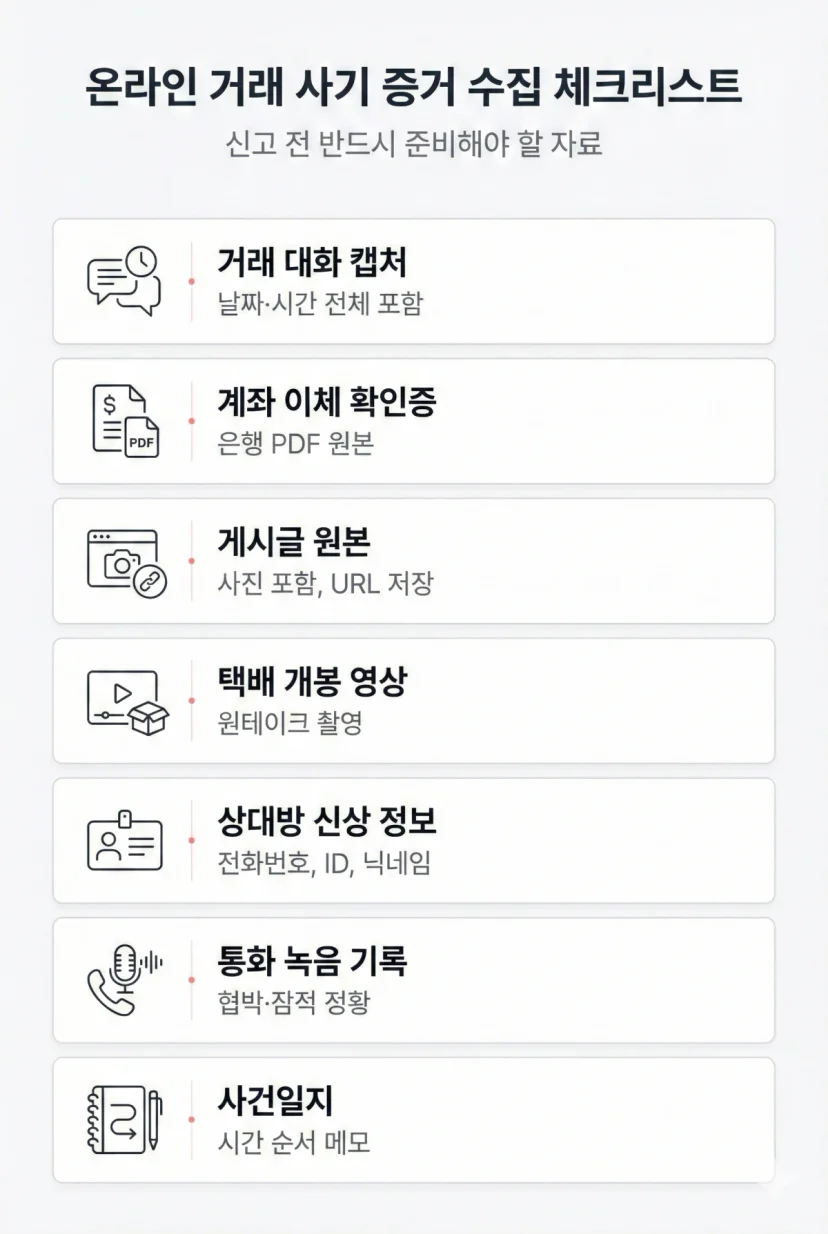 중고거래 사기 신고 필수 증거 모음 체크리스트