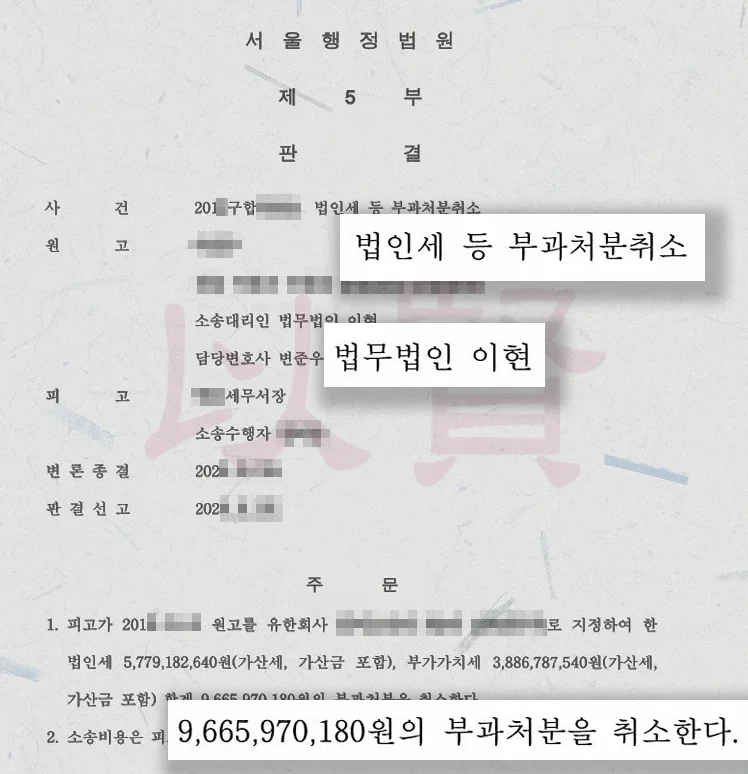 법인세 취소 판결문 1