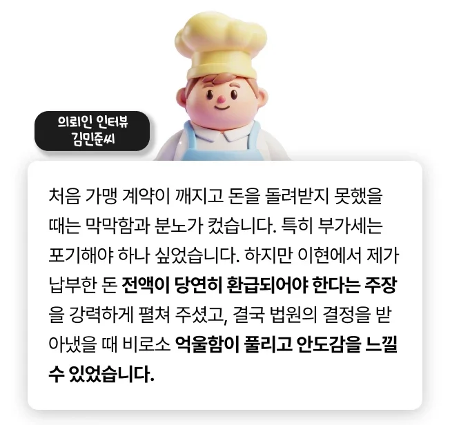 프랜차이즈 가맹대금 반환 의뢰인 인터뷰