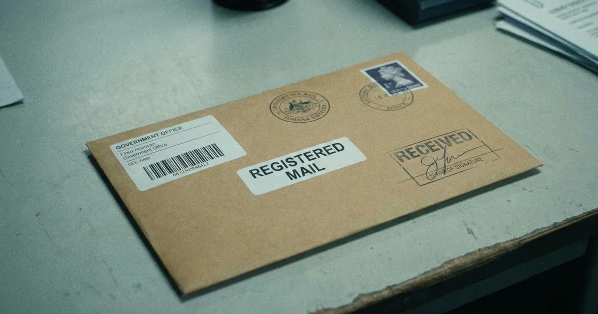 동원훈련 소집 통지서를 등기우편으로 수령한 상황을 보여주는 이미지