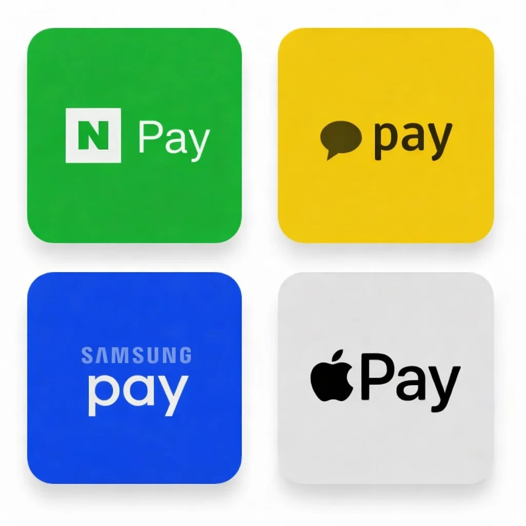 대표적인 간편결제 수단은? 네이버페이, 카카오페이, 삼성페이, 애플페이