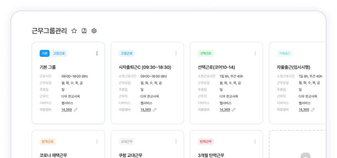다우오피스 HR의 근무그룹관리 기능 