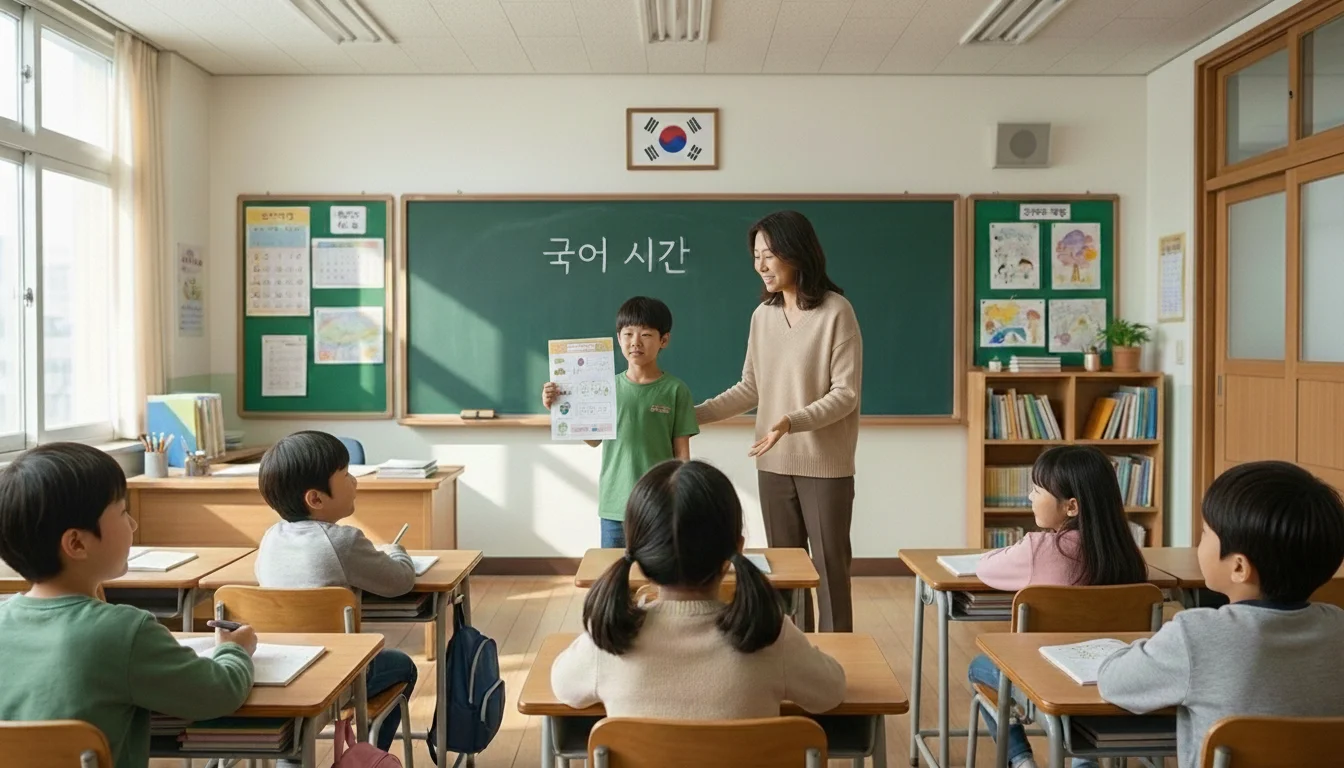 갱년기 불면증으로 피곤하지만 아이들 가르치는 일을 하는 교사의 모습