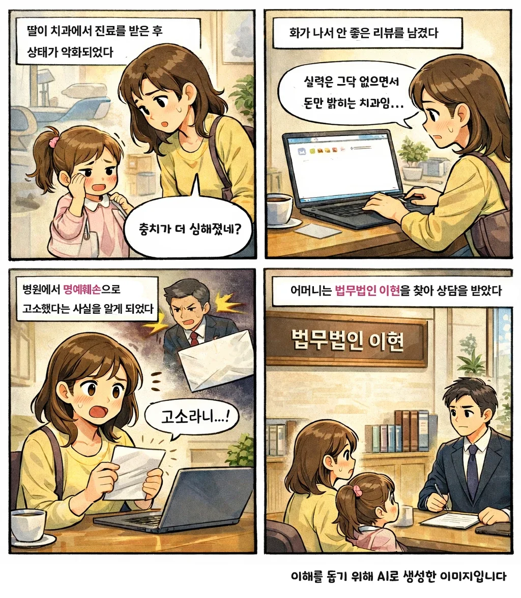 명예훼손 의뢰인 치과 리뷰 