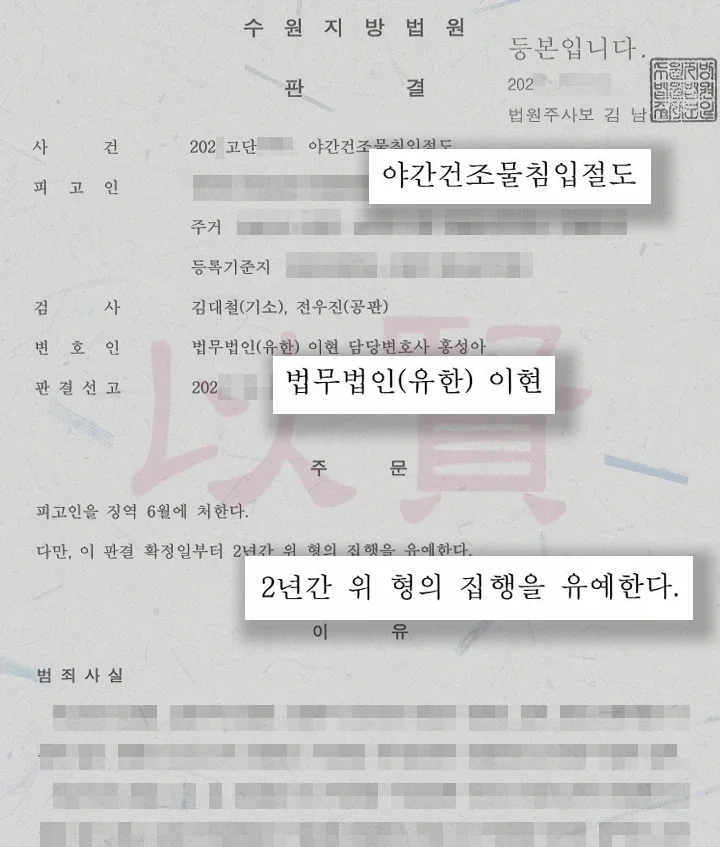 야간건조물침입 판결문