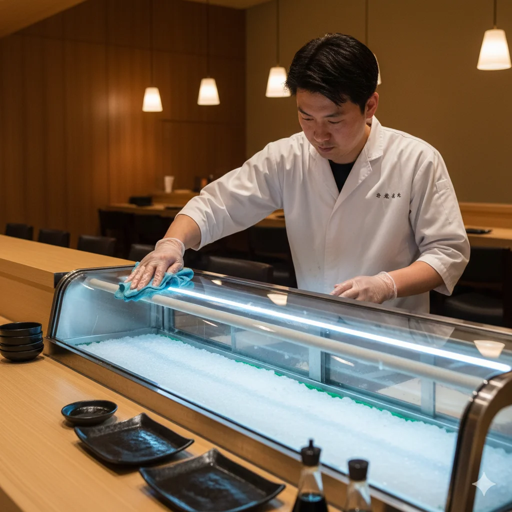 초밥 쇼케이스 청소