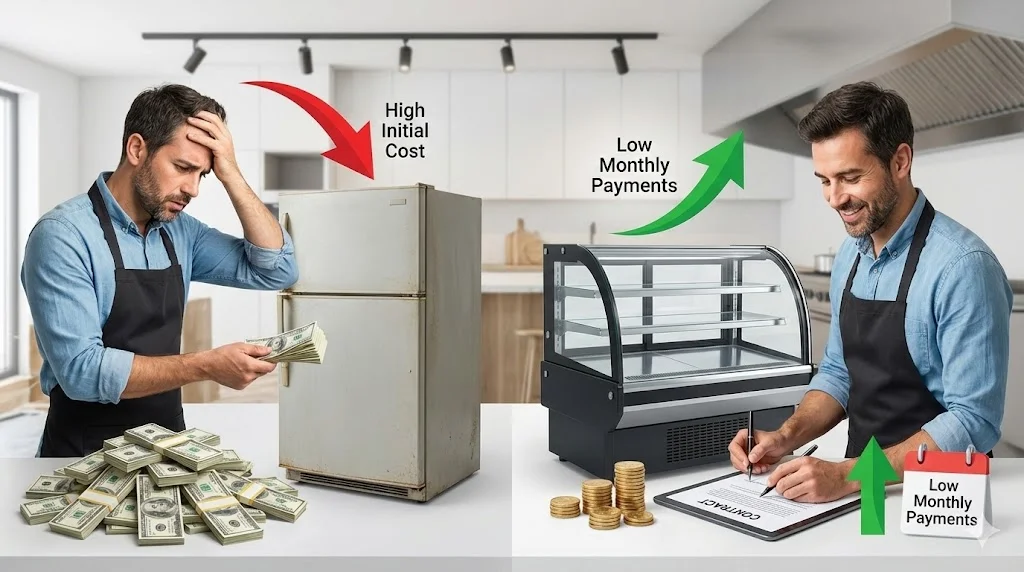 초기 목돈 부담과 월 분납의 장점을 직관적으로 비교하여, 할부/렌탈을 통한 자금 운용 전략을 시각화했습니다.