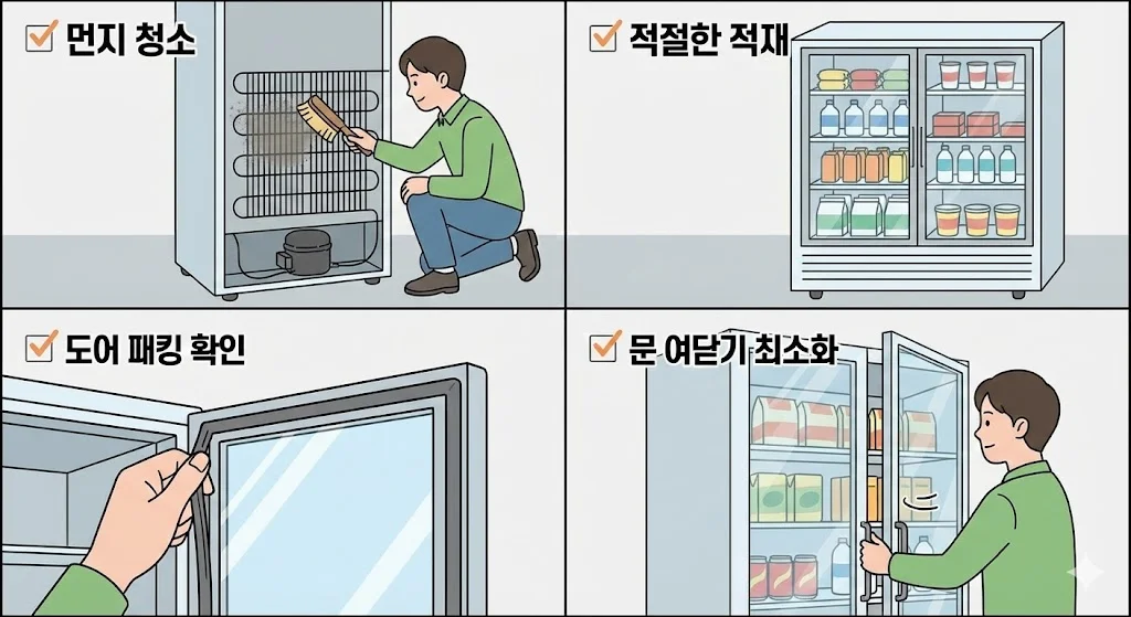 먼지 청소, 적절한 적재 등 쇼케이스 전기요금 절약 관리법 4가지