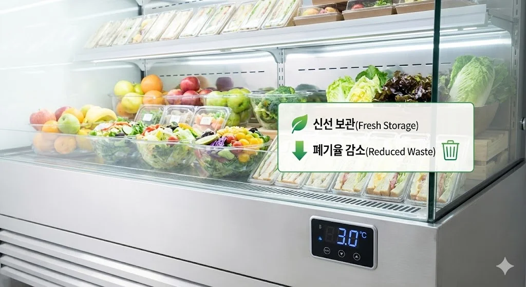 디지털온도 관리로 신선하게 보관된 식재료와 폐기율 감소 효과