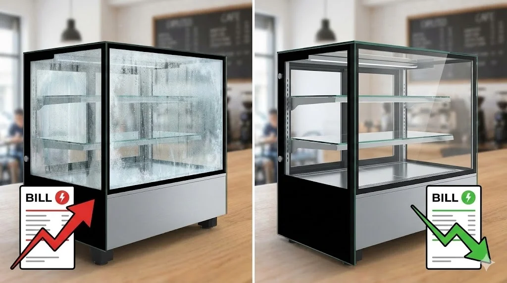 일반 유리와 이중 강화 유리 쇼케이스의 단열 성능 및 전기요금 비교