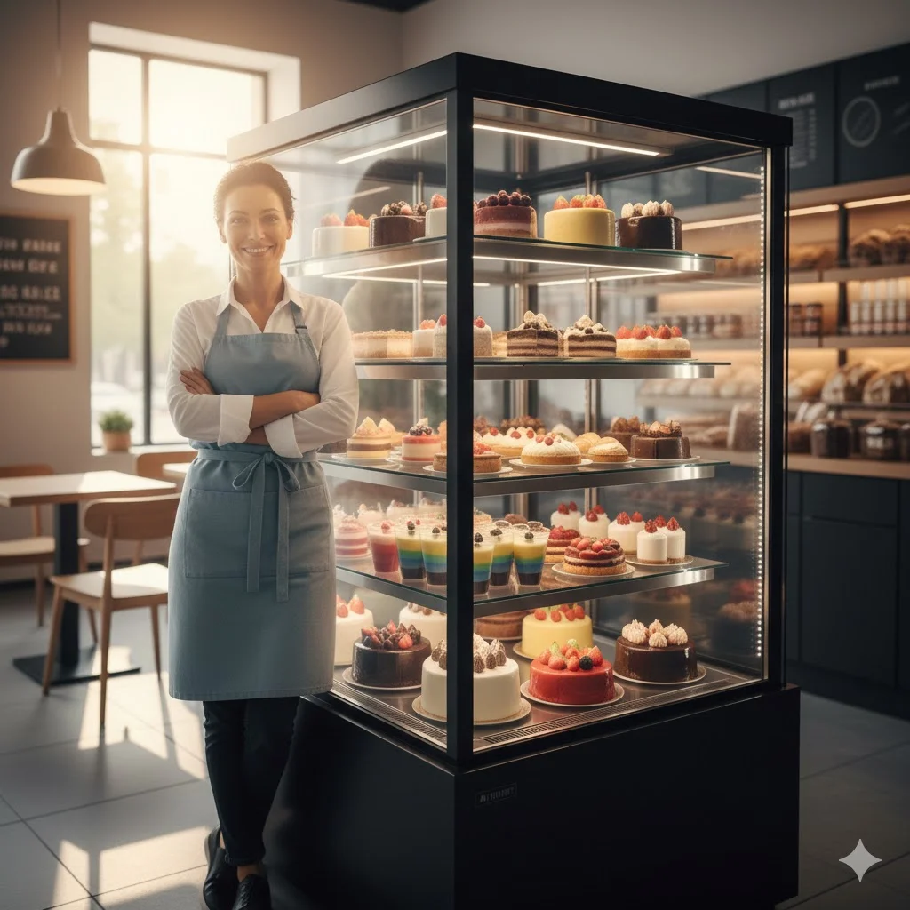 밝은 미소로 매장을 운영하는 사장님과 깔끔하게 정리된 매장 내부 모습