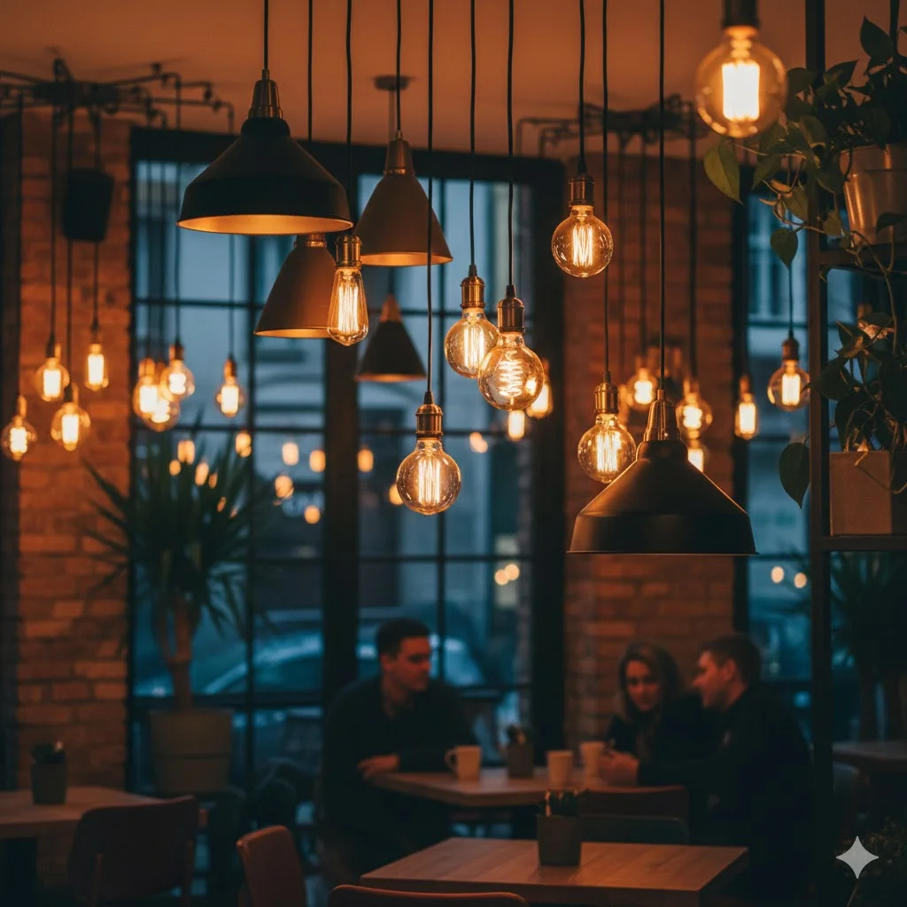 가성비 있게 분위기를 연출하는 카페 포인트 조명 인테리어