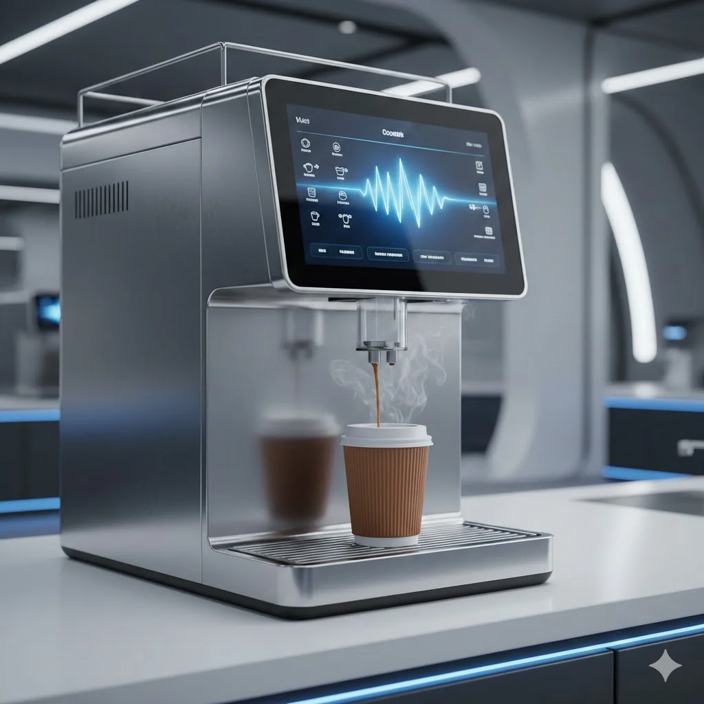 터치스크린과 세련된 디자인을 갖춘 최신형 무인 커피 제조 시스템
